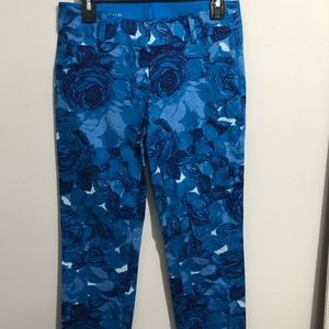 Blue Capris with blue roses
